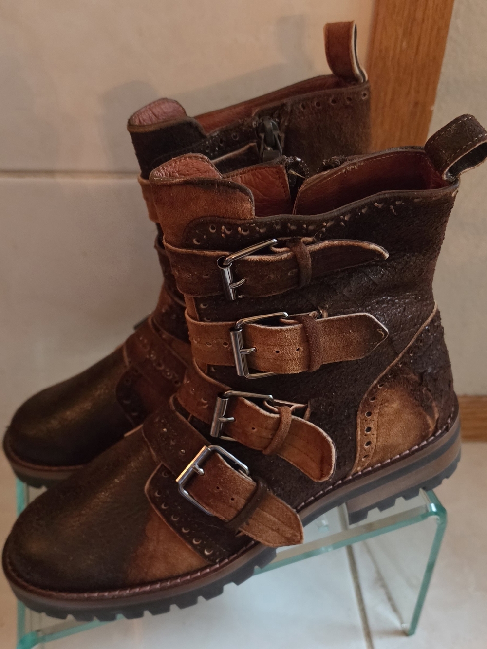 Corral Leather Multi-Buckle Western Moto Ankle Boots (Style F1184) NWT